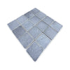 Blue-grey Bardiglio 3x3 Tumbled mosaic tiles with textured speckled finish