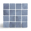 Dark gray Bardiglio 3x3 tumbled stone mosaic tiles with natural veining