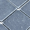 Textured gray Bardiglio 3x3 Tumbled stone tiles with rough edges and white speckling