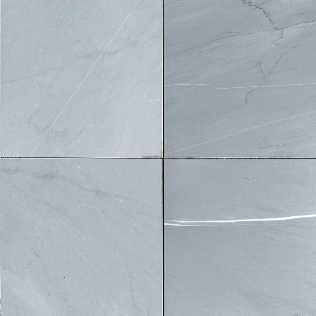Four gray Bardiglio Imperiale 12X12 marble tiles polished or honed for elegant decor
