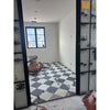 Bardiglio Imperiale 12x12 tumbled marble tile with black and white checkered glossy finish