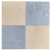 Four square Bardiglio Imperiale marble tiles in beige and gray finishes