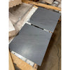 Two dark gray Bardiglio Imperiale 18x18 marble slabs on pallet