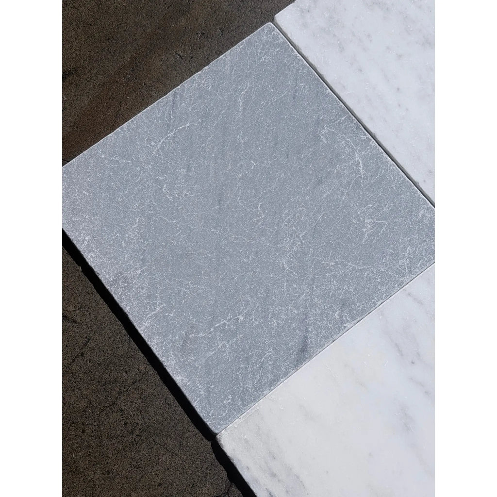 Bardiglio Imperiale 12x12 marble tumbled gray stone tile with subtle veined texture for flooring and walls