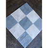 Bardiglio Imperiale 12x12 marble tumbled tiles in a checkerboard pattern of light gray and medium blue with marble veining