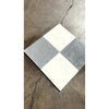 Bardiglio imperiale 12x12 marble tumbled square mosaic tile featuring a white and gray stone checkerboard pattern
