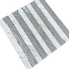Alternating gray and white striped tile in Bardiglio Imperiale and White Carrara Marble mosaic