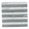 Stacked Bardiglio Imperiale and White Carrara Marble tiles with gray stripes