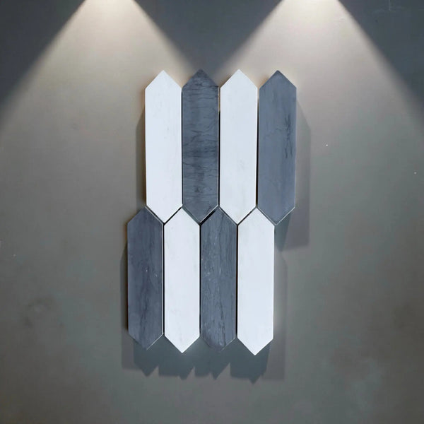 Alternating gray and white hexagon tiles in Bardiglio Imperiale & Bianco Dolomite Mosaic