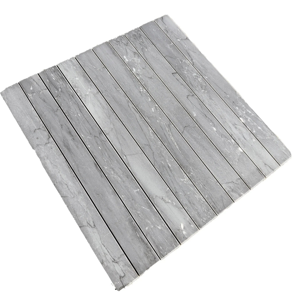 Gray marble plank tile in Bardiglio Imperiale Marble 1 1/8 X 12 Mosaic design