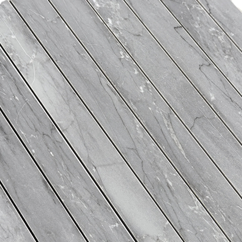 Gray Bardiglio Imperiale Marble Planks in 1 1/8 X 12 Mosaic configuration