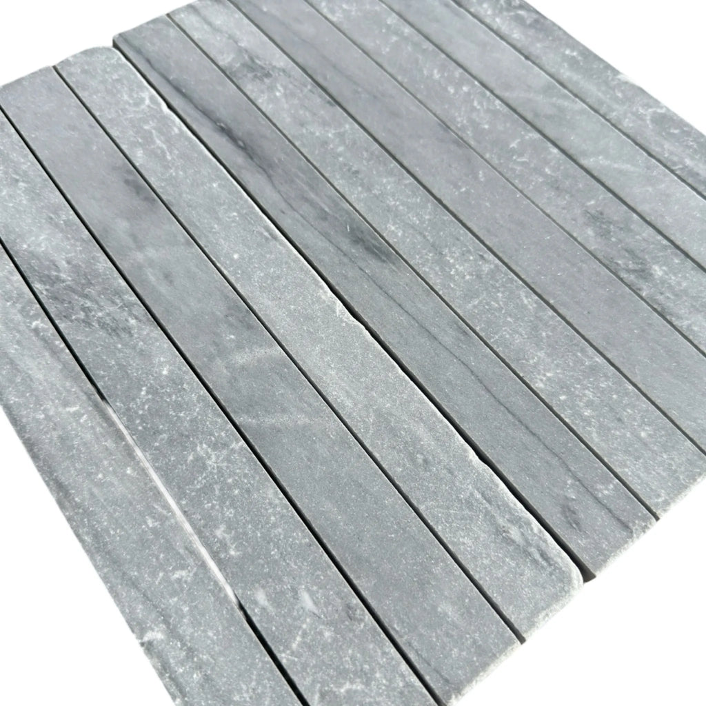 Gray stone mosaic tile from Bardiglio Imperiale Marble in 1 1/8 X 12 size