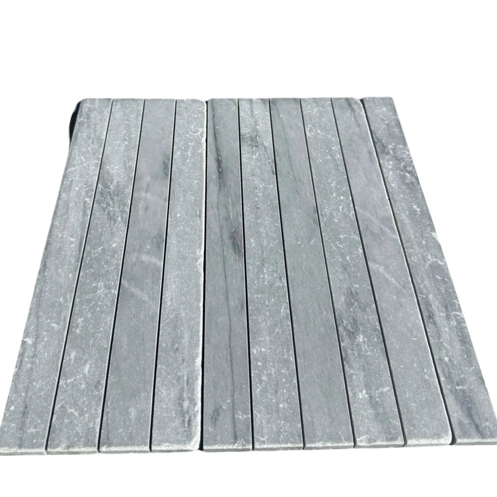 Gray stone tile strips of Bardiglio Imperiale Marble 1 1/8 X 12 Mosaic