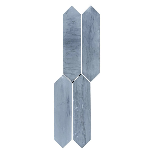 Gray marble elongated hexagon tiles in Bardiglio Imperiale Marble Picket Mosaic design