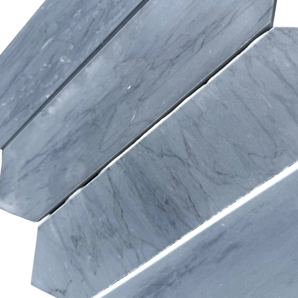 Gray marble tiles of Bardiglio Imperiale Marble 3’’ X 12’’ Picket Mosaic design