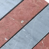 Alternating red and gray marble tiles in Bardiglio Imperiale Rojo Alicante 3’’ X 12’’ design