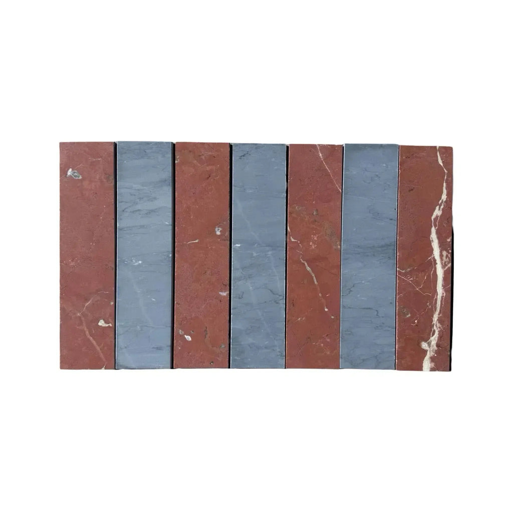 Alternating red and gray marble tiles in Bardiglio Imperiale Rojo Alicante field tile