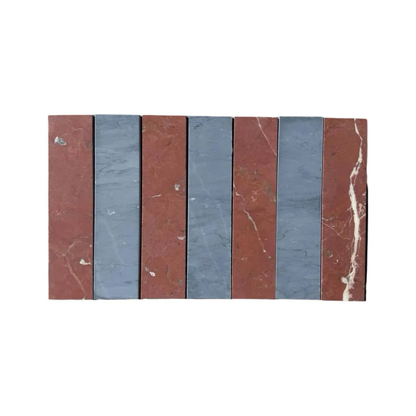 Alternating red and gray marble tiles in Bardiglio Imperiale Rojo Alicante field tile