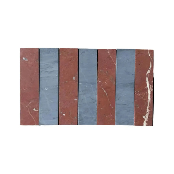 Alternating red and gray marble tiles in Bardiglio Imperiale Rojo Alicante field tile
