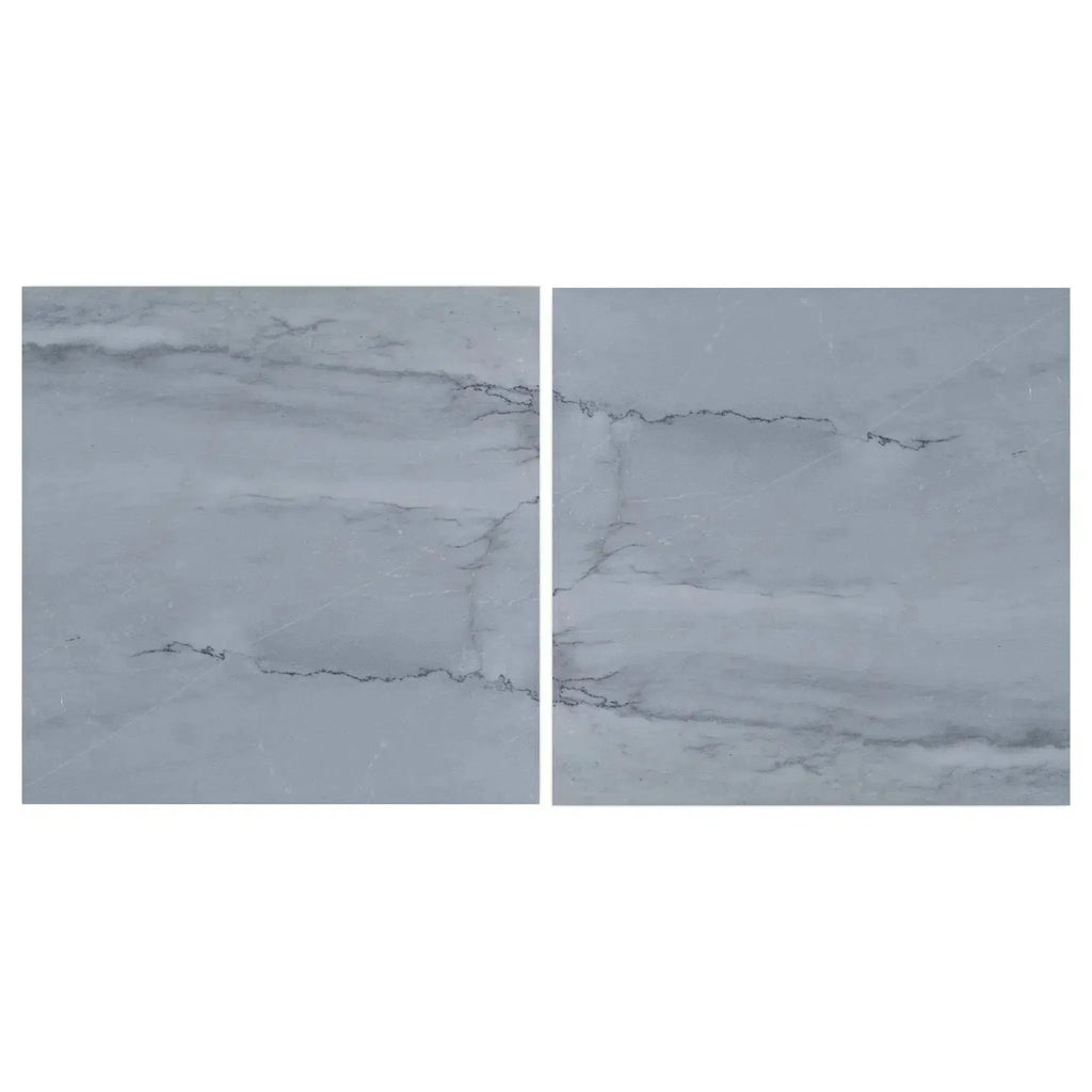 Two gray Bardiglio Imperiale marble tiles polished or honed in 18X18 size