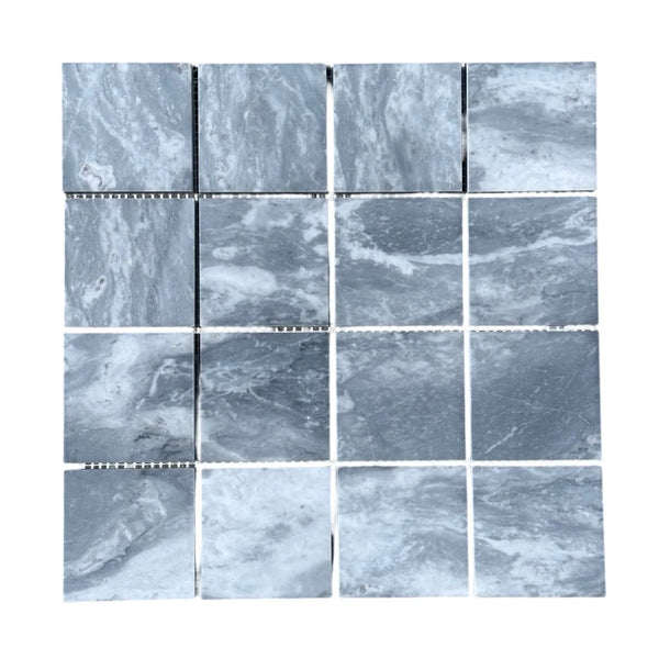 Gray Bardiglio Marble 3X3 Mosaic tiles showcasing elegant mosaic design