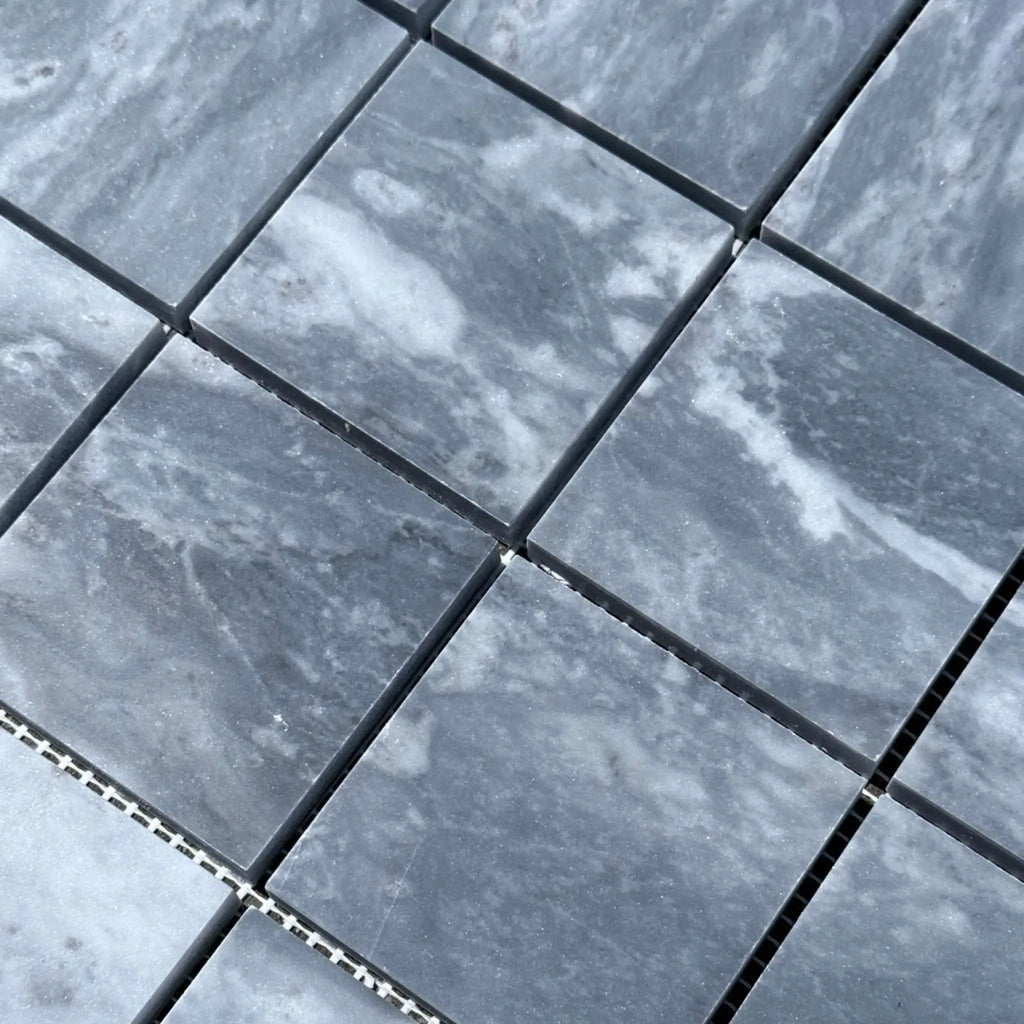 Gray Marble Mosaic Tiles in Bardiglio Marble 3X3 Mosaic design
