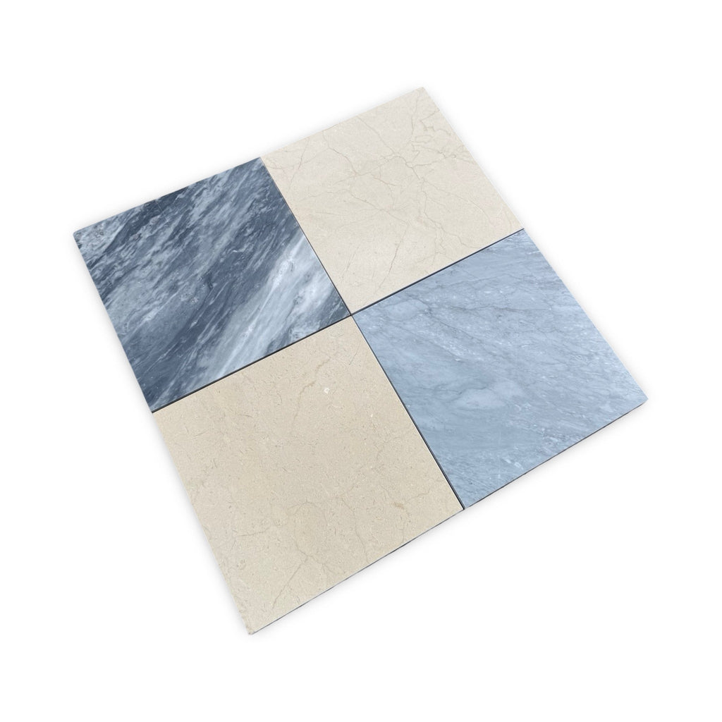 Four square Bardiglio Nuvolato marble tiles in polished or honed finish display product detail