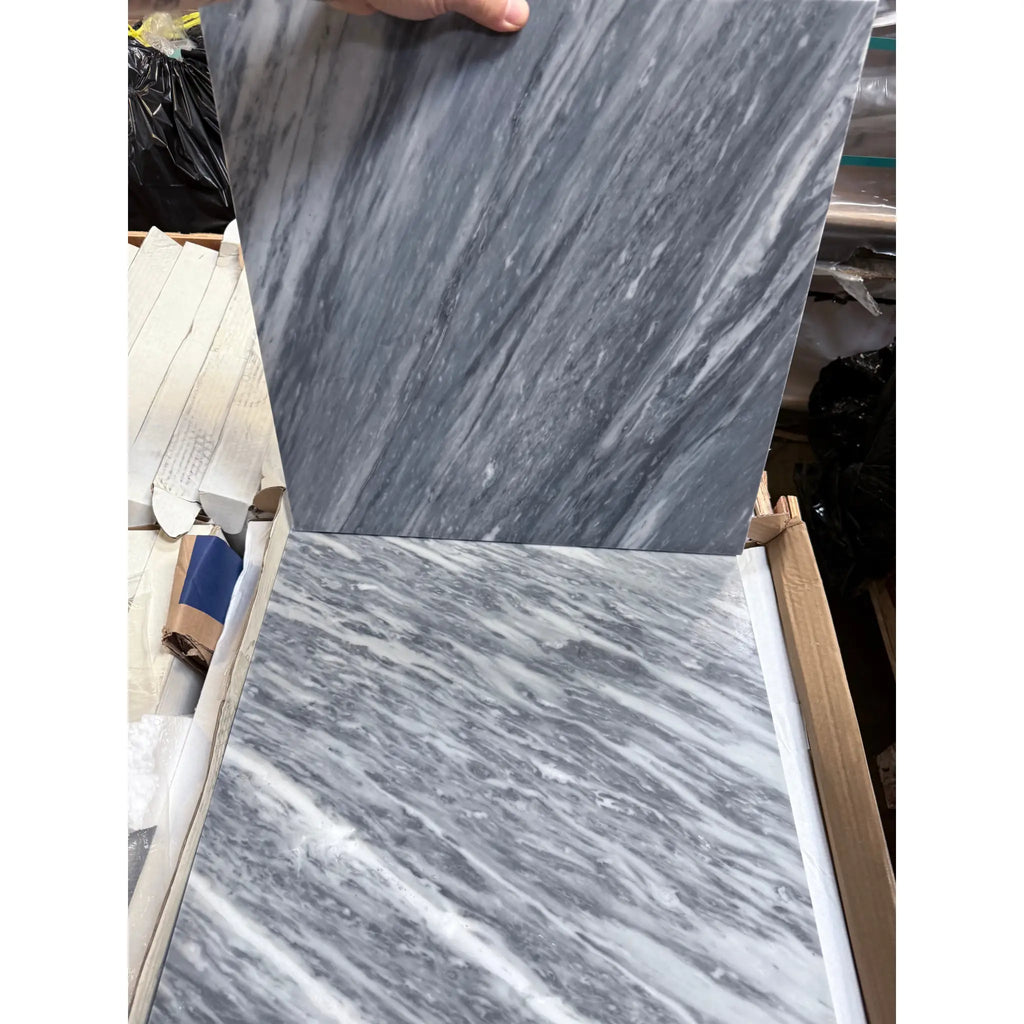 Gray and white marble tiles from Bardiglio Nuvolato 18X18 polished or honed collection