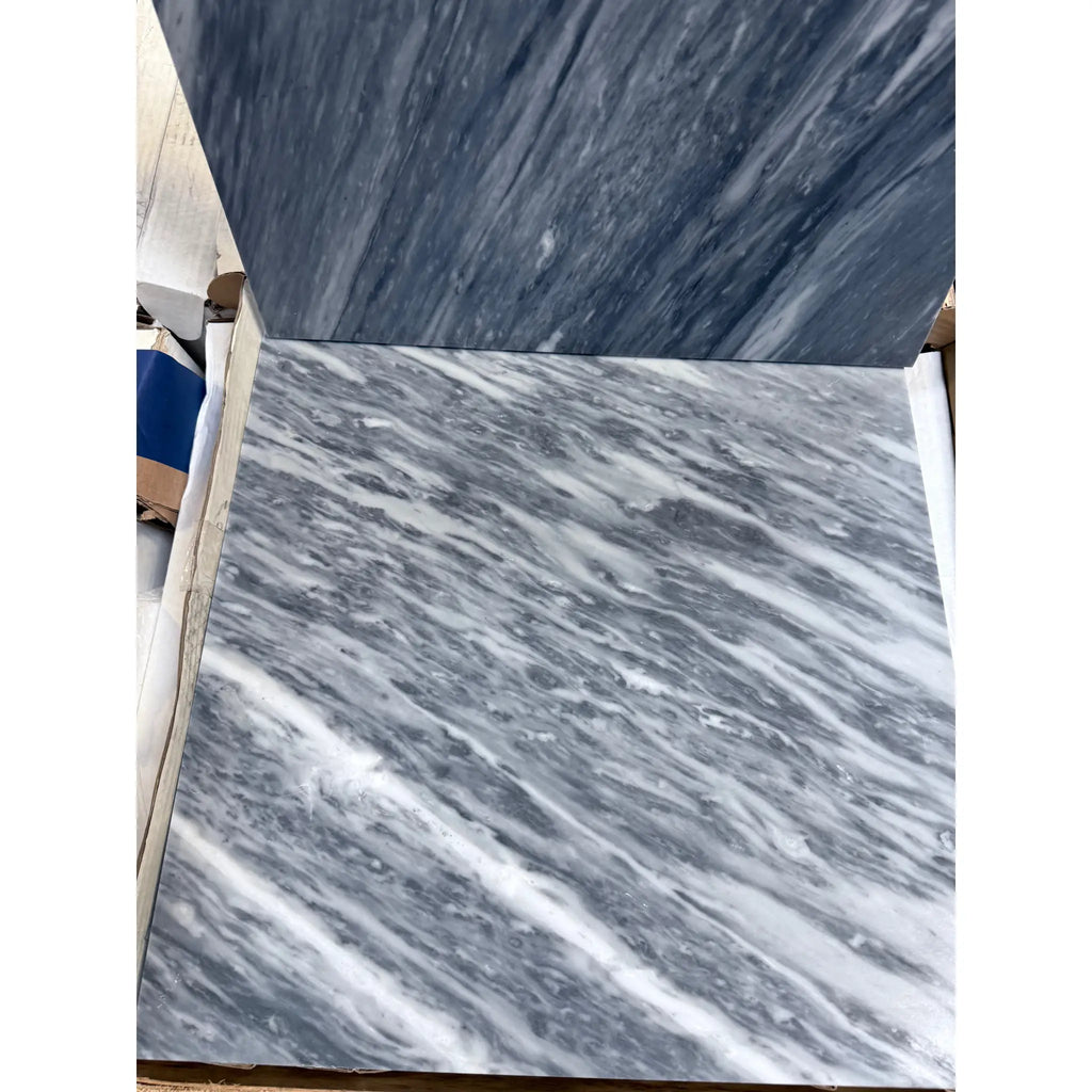 Gray and white veined Bardiglio Nuvolato 18x18 marble tiles polished or honed