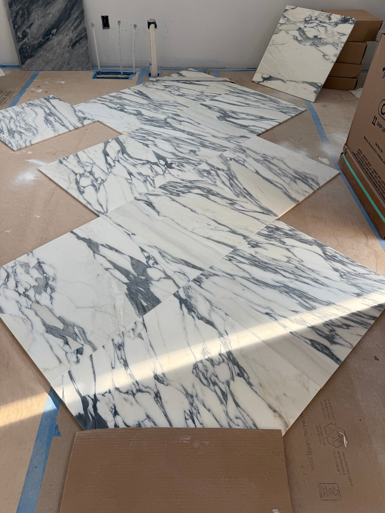 Bardiglio Nuvolato 24x24 polished marble tile with gray white veining