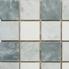 Square marble mosaic tile sheet featuring Bardiglio Nuvolato and Thassos in 2X2 size