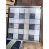 Square mosaic tile panel with polished Bardiglio Nuvolato white and dark gray marble like squares for interior use