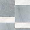 Gray and white marble tile pattern in Bari Bardiglio Imperiale and Carrara White set
