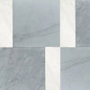 Gray and white marble tile pattern from Bari in Bardiglio Imperiale and Carrara White set