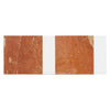 Two red Bari in Rojo Alicante tiles with white spacers, showcasing elegant design