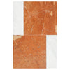 Orange and white marble tile pattern for Bari in Rojo Alicante 12X12 and Carrara White 4X12 Set