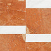 Red and white marble tile pattern in Bari in Rojo Alicante and Carrara White set