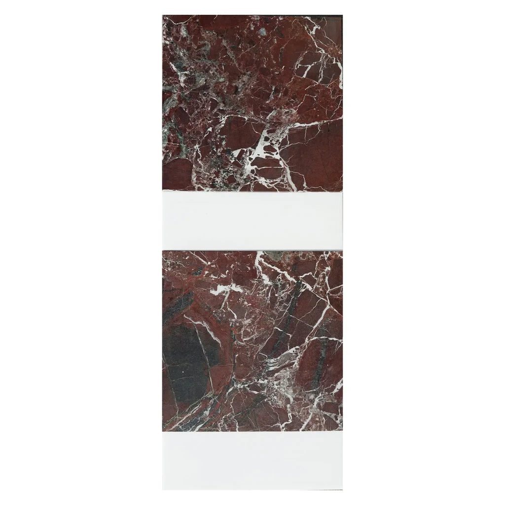 Maroon marble tile with white accents in Bari in Rosso Levanto and Bianco Dolomite set