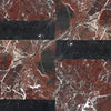 Red and black marble tile pattern from Bari in Rosso Levanto and Nero Marquina set