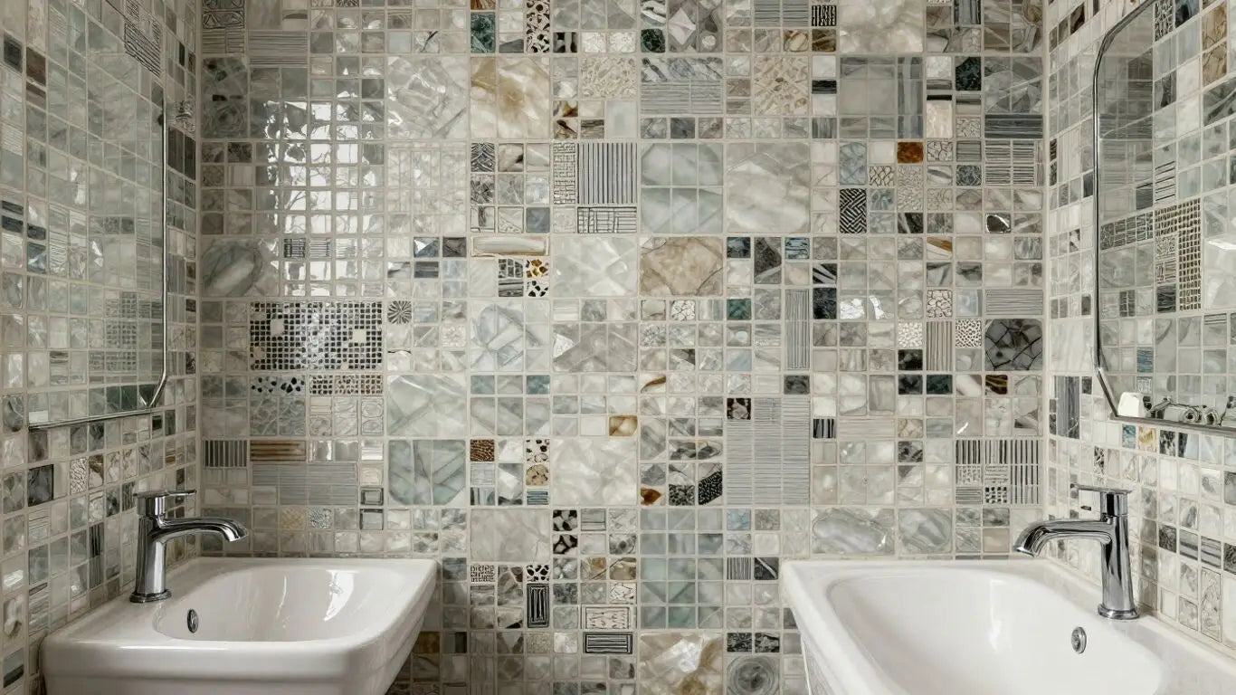 Boceto de pared de mosaico de baldosas de cuarzo