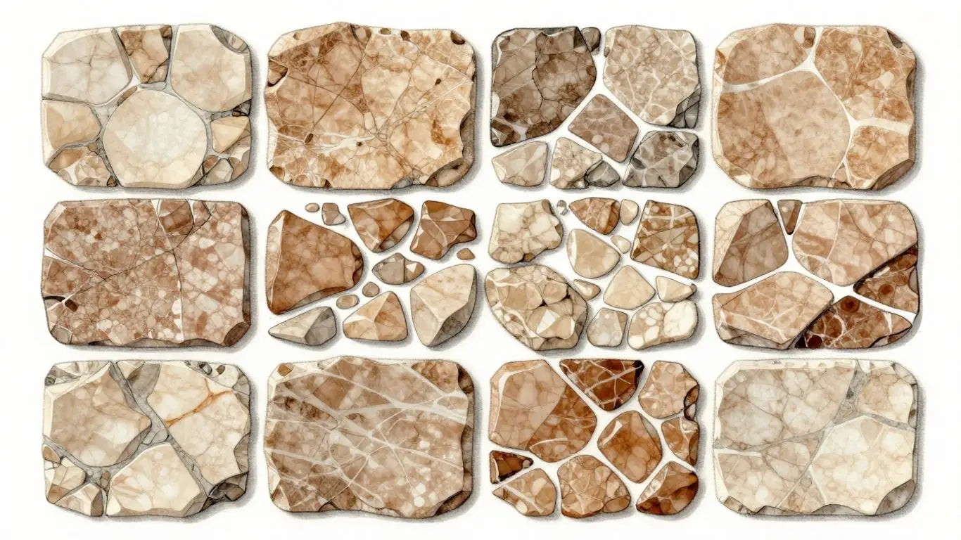 Tumbled marble tile mosaic sketch