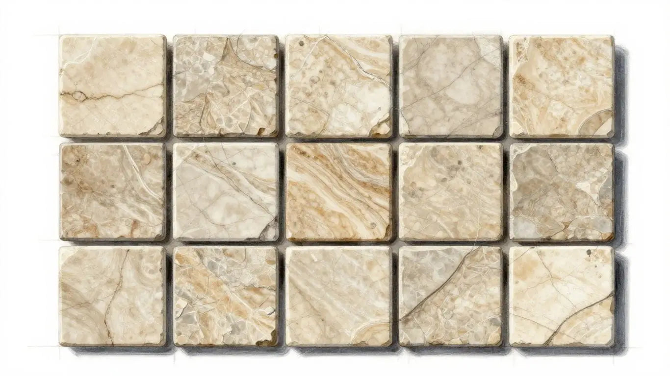 Ivory travertine mosaic tiles sketch