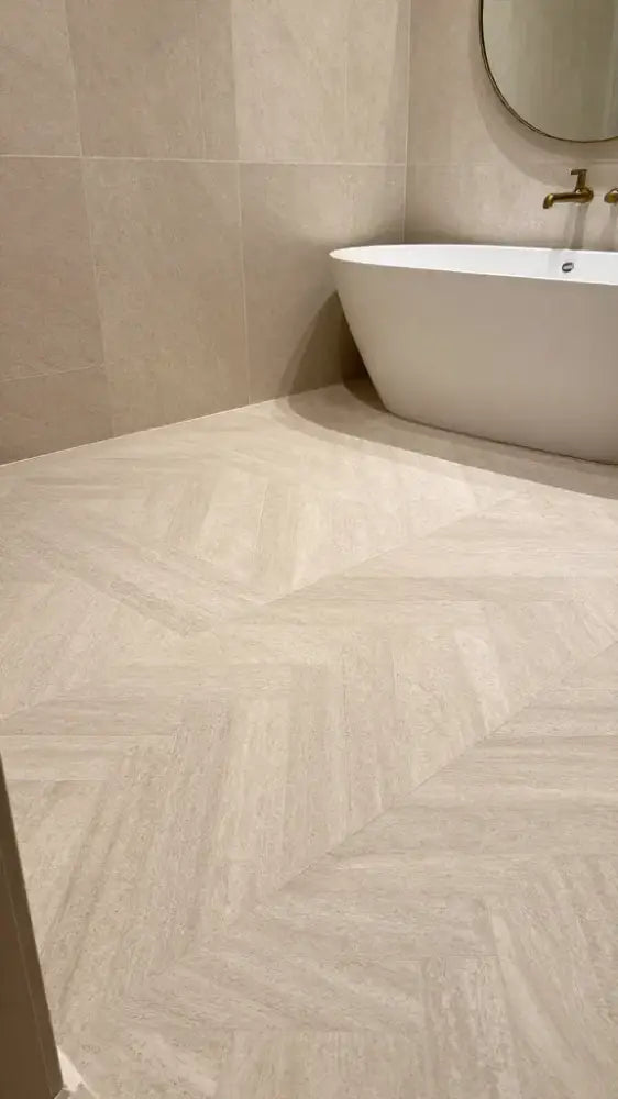 Herringbone Patterned Sanded Tiles