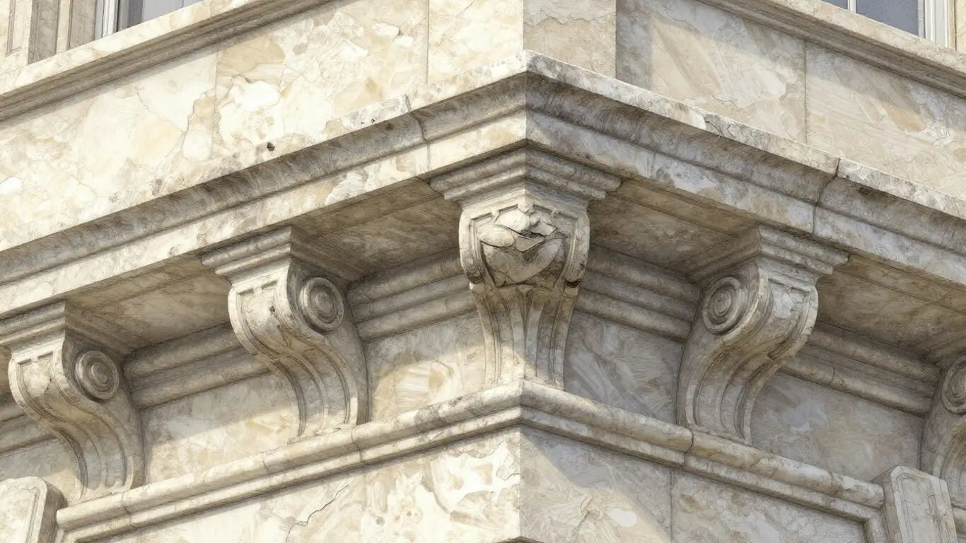 Elegant limestone molding sketch on home exterior