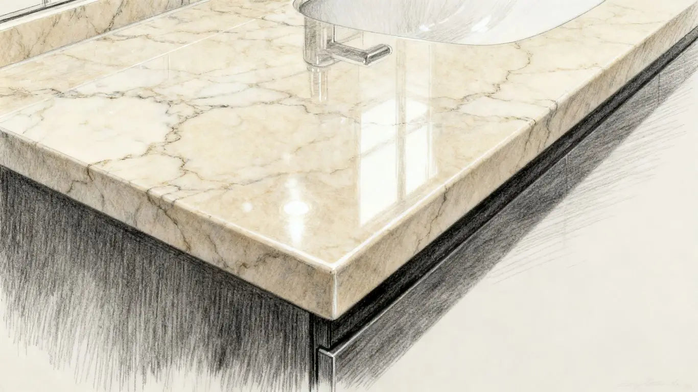 Polished stone surfaces in light