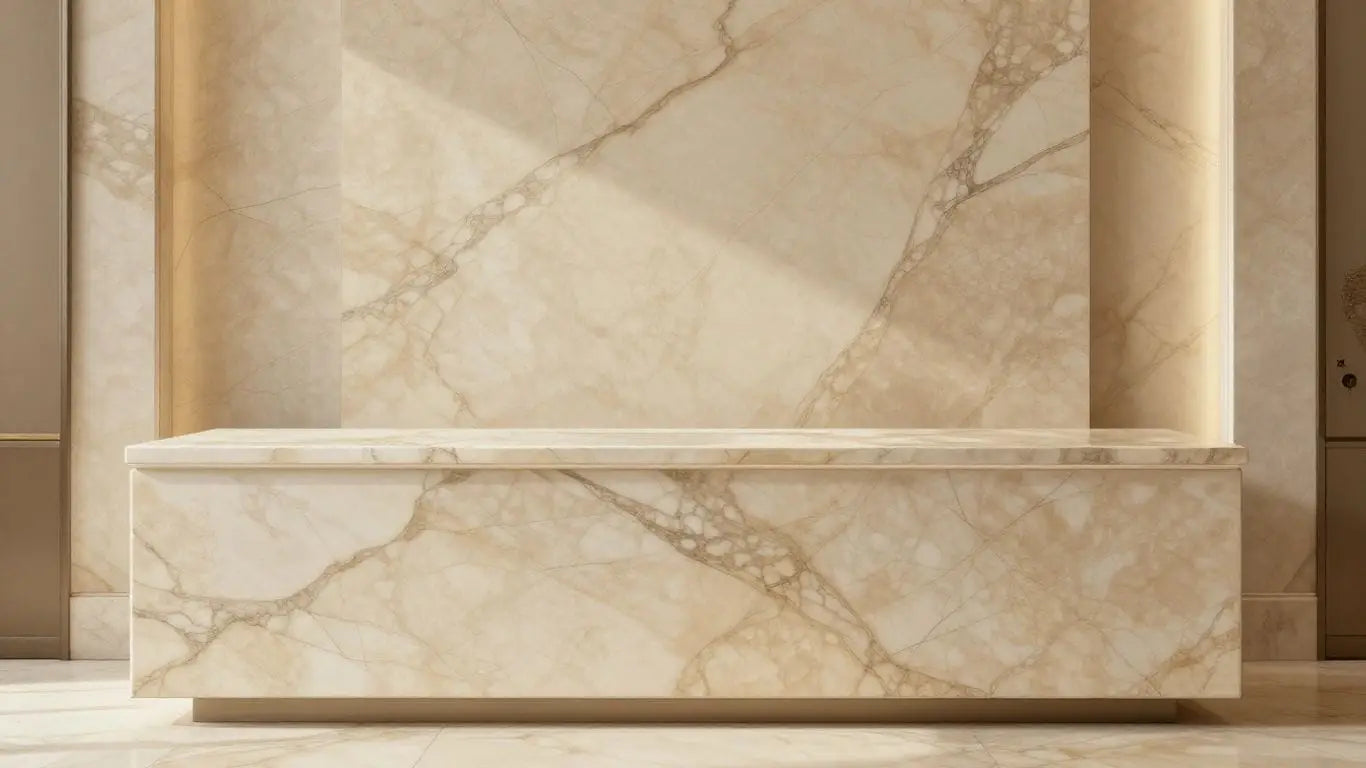 Botticcino marble countertop and wall accent sketch.