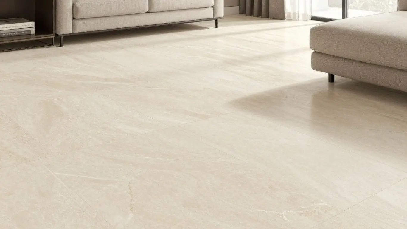 Sketch of modern home with limestone flooring