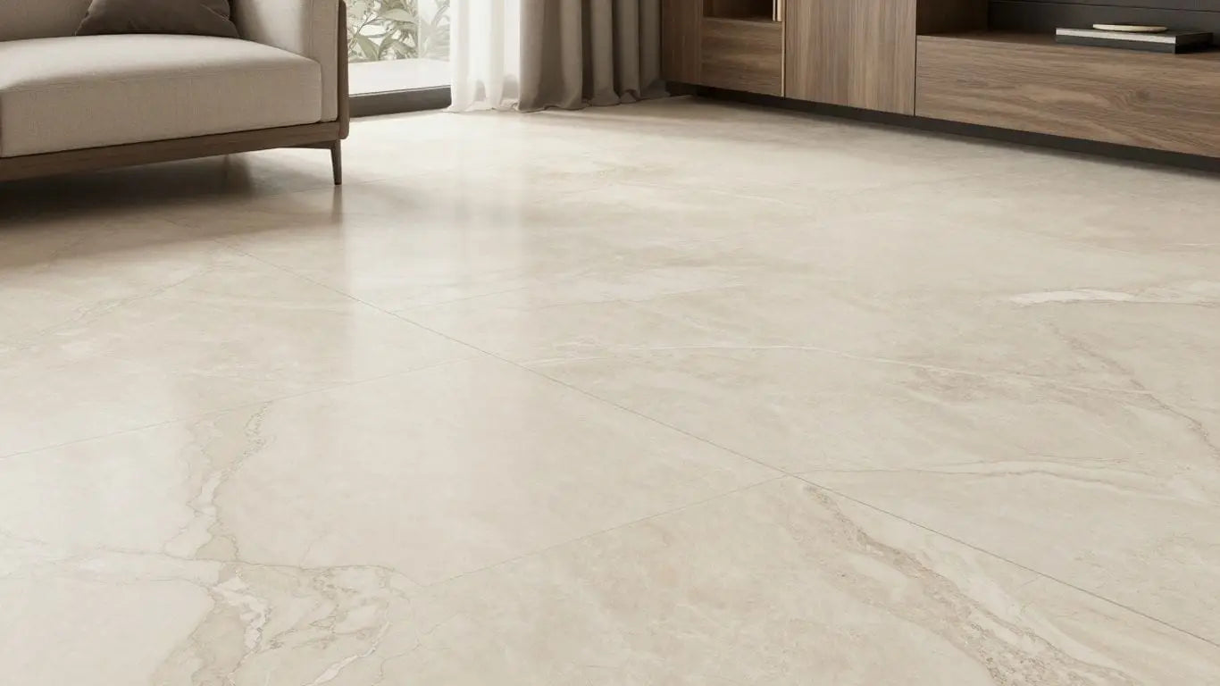 Sketch of modern home with limestone flooring
