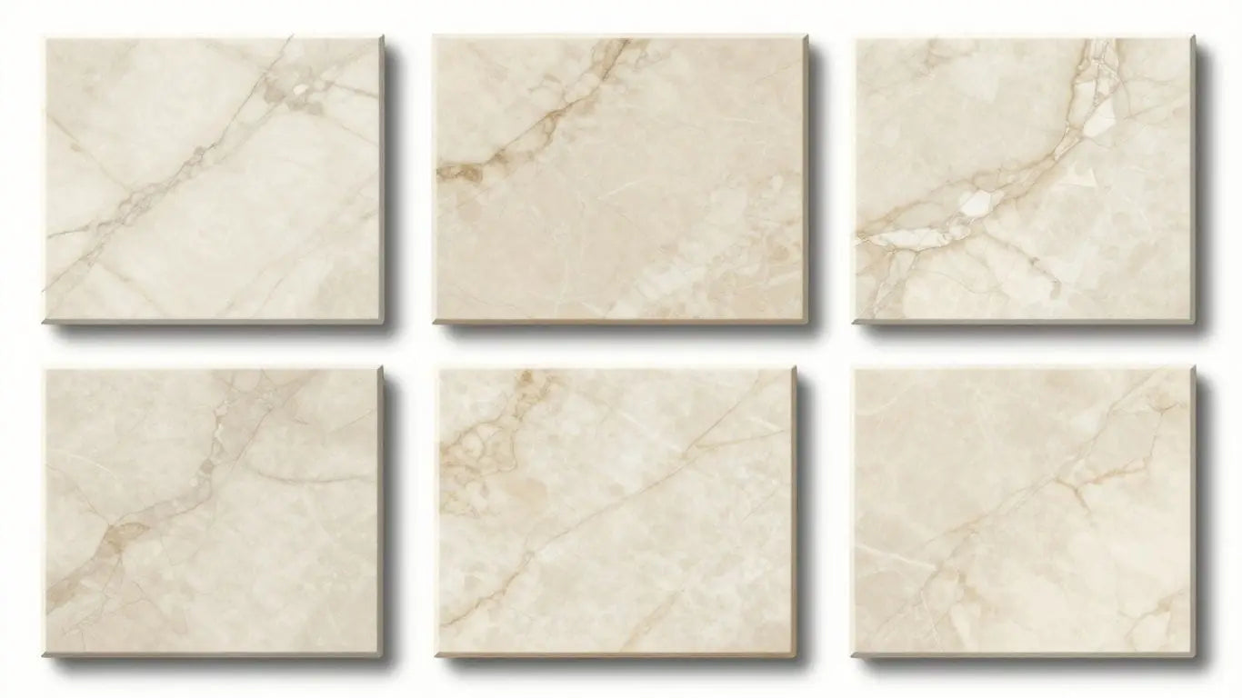 Beige marble collection sketch with veining and textures.