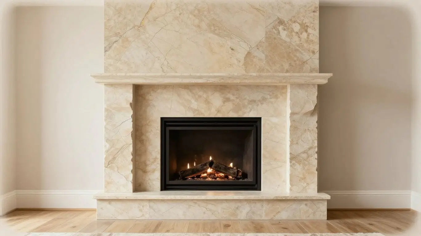 French limestone fireplace and flooring sketch